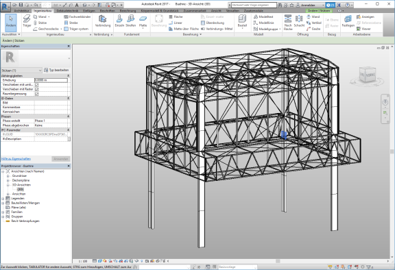 Framework exported with InfoCAD displayed in Revit® Structure © Autodesk